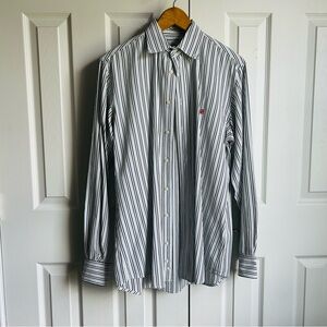 Carolina Herrera white & blue striped button down shirt